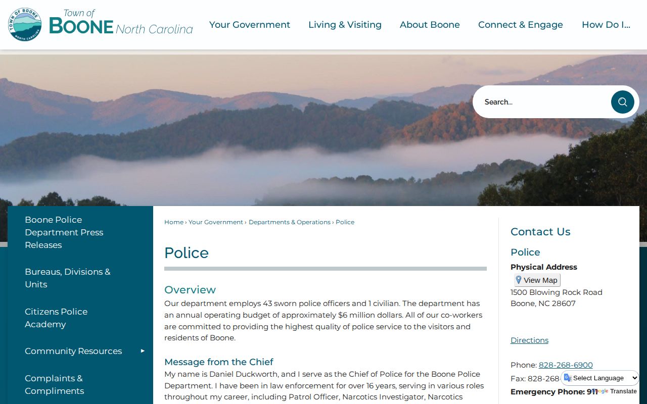 Boone Police Department official page for Boone arrest records in Watauga County