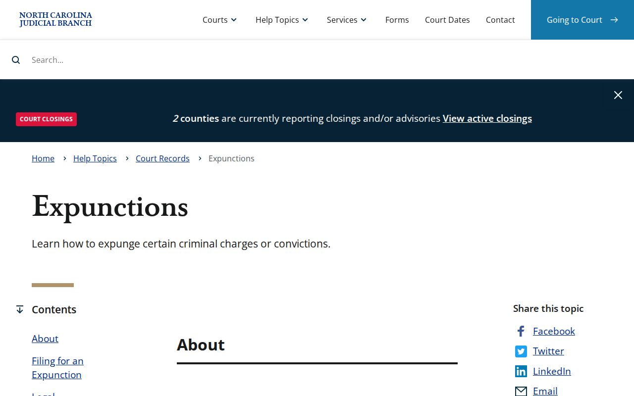 North Carolina expunction process for Watauga County arrest records