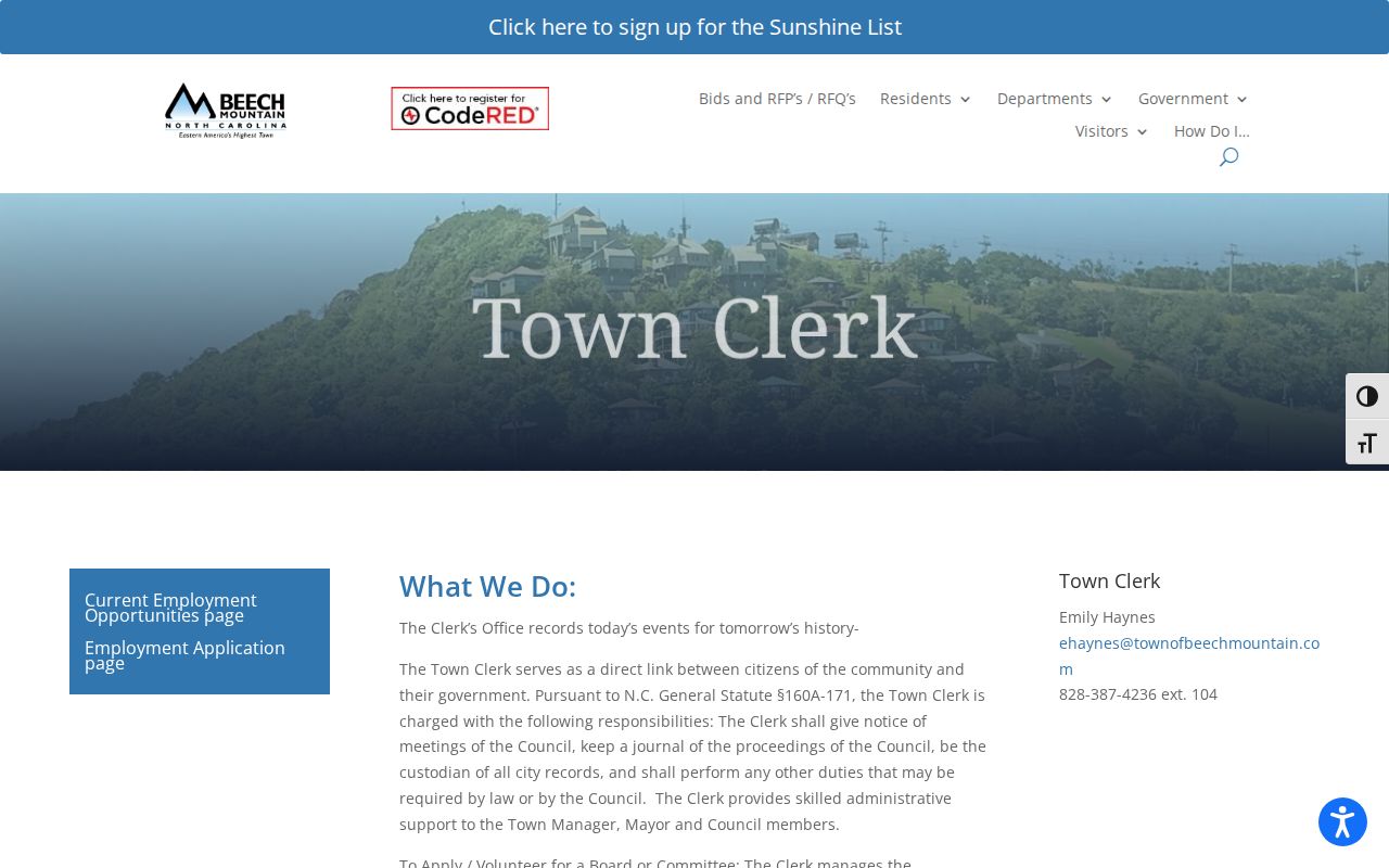 Beech Mountain public record request route for recent arrest records